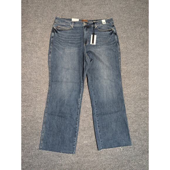 Judy Blue Straight Fit Jeans Womens Plus Size 22W Raw Hem Denim - Picture 1 of 10